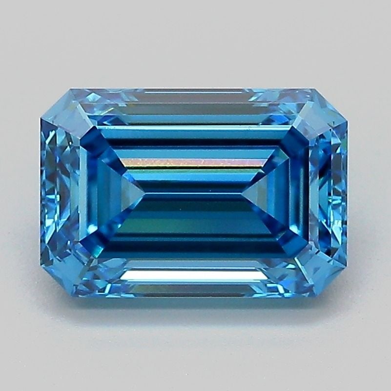 Loose Diamond - EMERALD 2.06ct Fancy Vivid Blue VS1: Loose Diamond - EMERALD 2.06ct Fancy Vivid Blue VS1 Source: This is a real non-mined Diamond that has been grown in a lab Shape: EMERALD Carats: 2.06 Color: Fancy Vivid Blue Certification: IGI Video: