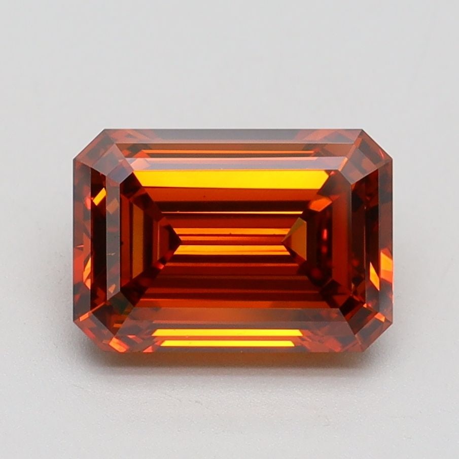 Loose Diamond - EMERALD 2.01ct Fancy Vivid Orange VS1: Loose Diamond - EMERALD 2.01ct Fancy Vivid Orange VS1 Source: This is a real non-mined Diamond that has been grown in a lab Shape: EMERALD Carats: 2.01 Color: Fancy Vivid Orange Certification: IGI Vid