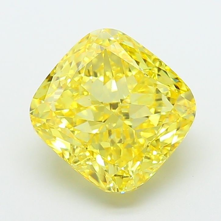 Loose Diamond - CUSHION MODIFIED 4.04ct Fancy Vivid Yellow VS1: Loose Diamond - CUSHION MODIFIED 4.04ct Fancy Vivid Yellow VS1 Source: This is a real non-mined Diamond that has been grown in a lab Shape: CUSHION MODIFIED Carats: 4.04 Color: Fancy Vivid Yellow Cert