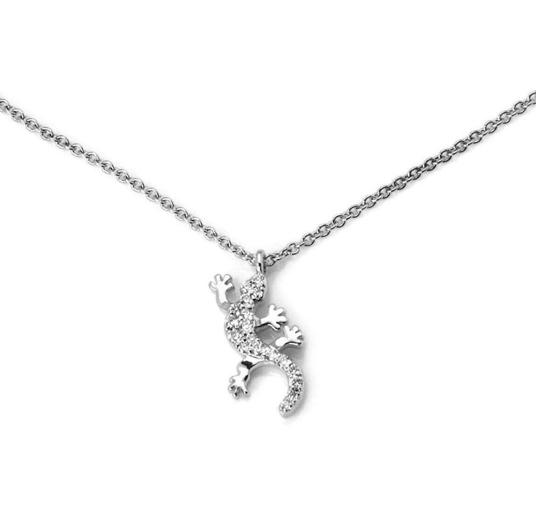 Tiffany & Co. Diamond Salamander Pendant Necklace in 18k White Gold 16": Tiffany & Co. Diamond Salamander Pendant Necklace in 18k White Gold 16" Authentic Tiffany & Co. Diamond Salamander pendant necklace crafted in 18k white gold. This original signed piece features a sal