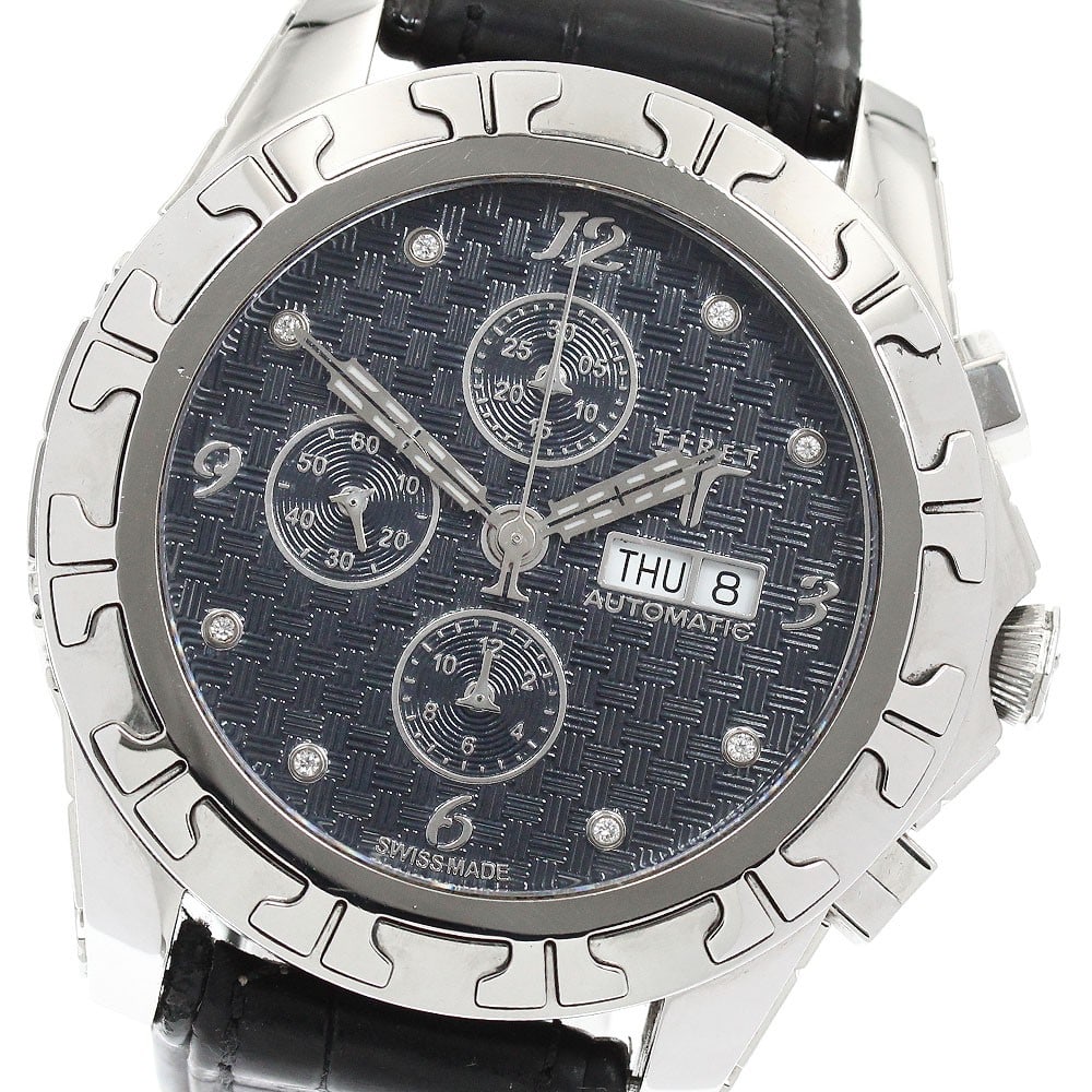 TIRET NEW YORK Chronograph 100 mens automatic day date watch: TIRET NEW YORK Chronograph 100 mens automatic day date watch This pre-owned TIRET NEW YORK men's wristwatch is the Chronograph 100 model, made in Switzerland. It features a black dial, stainless steel