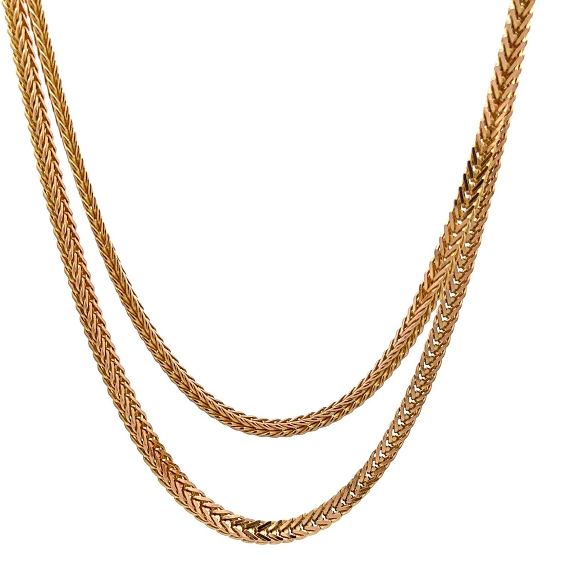 Italian 14k Yellow Gold 24 Inch Franco Wheat Link Vintage Chain Necklace: Italian 14k Yellow Gold 24 Inch Franco Wheat Link Vintage Chain Necklace This vintage Italian necklace features a squared wheat Franco link design crafted from solid 14k yellow gold. Measuring 24 inch