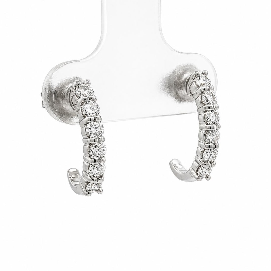 Unbranded 14k White Gold Diamond Huggie Ear Cuff Earrings 0.48ctw (1 of 8)