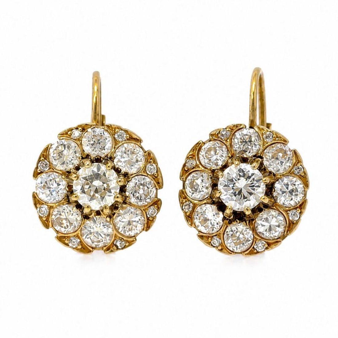 Diamond Cluster Earrings in 18K Yellow Gold 1 Inch (1 of 4)