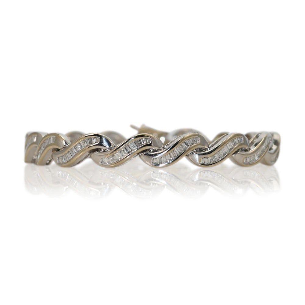 Unbranded 18K White Gold Diamond Bracelet Ribbon Design 2.00 CTW 19g (1 of 7)