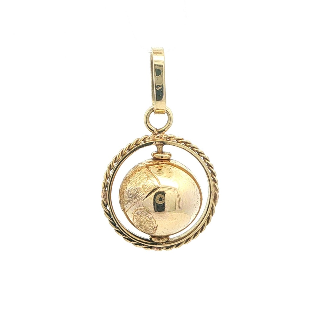 Spinning Globe Charm Pendant Solid 12-14K Yellow Gold (1 of 6)