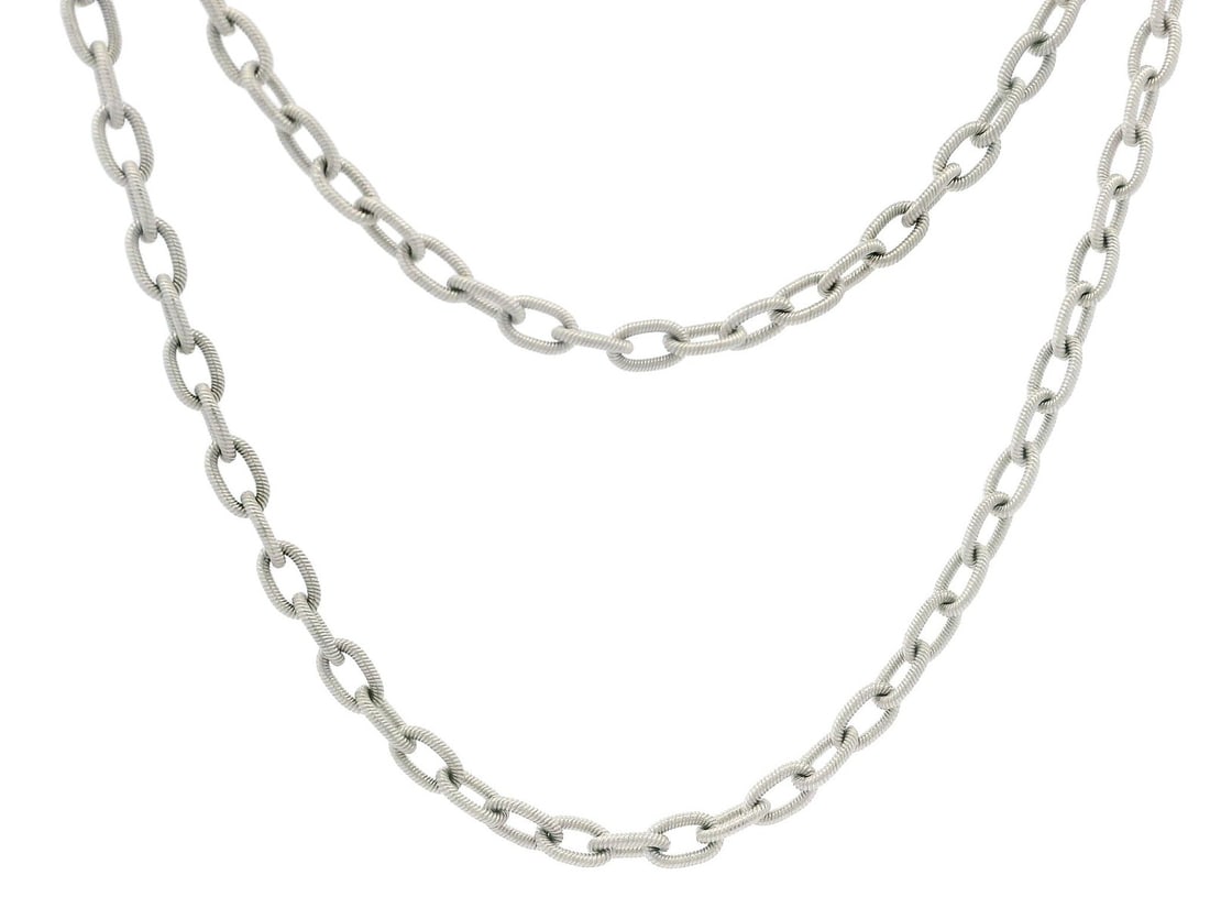 18k White Gold Twisted Wire Cable Chain Necklace 18in Italy (1 of 5)