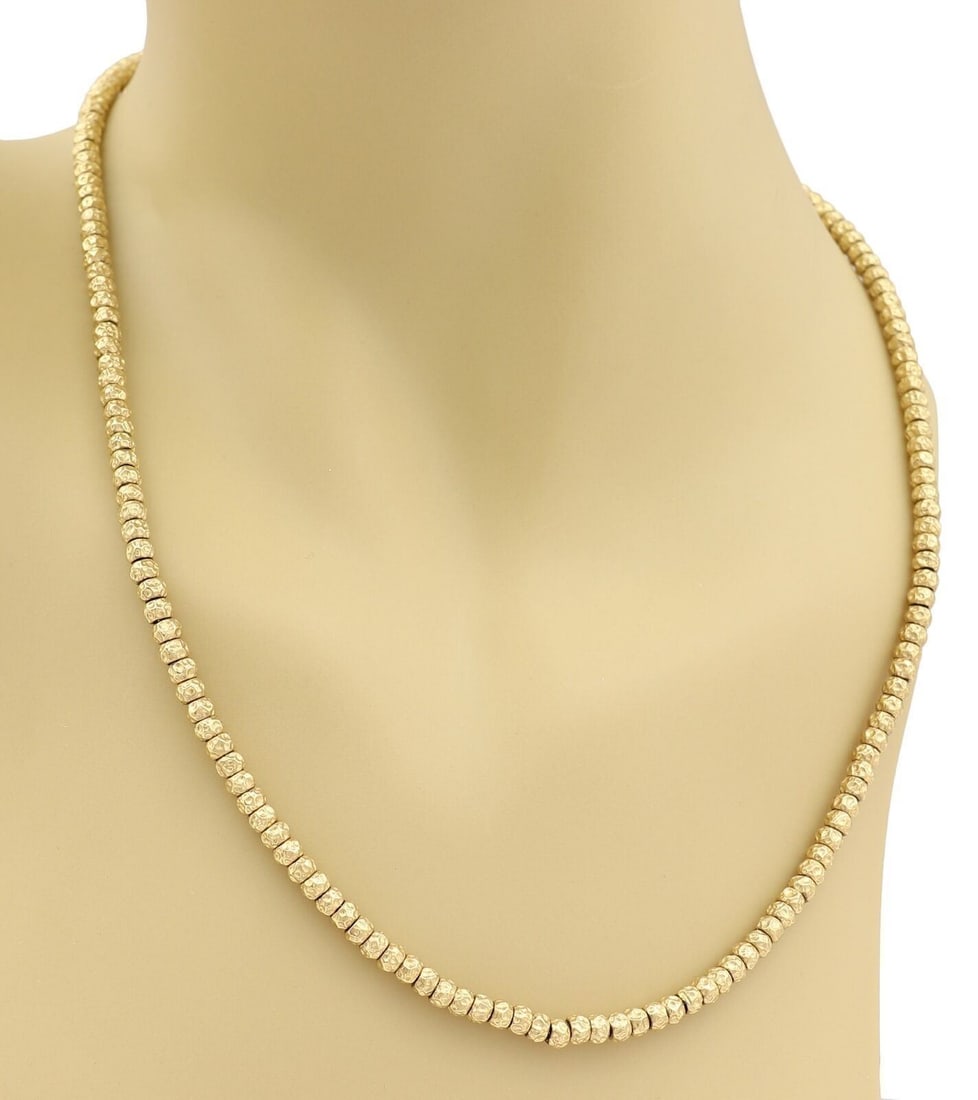 Nouvelle Bague 18k Yellow Gold Necklace Hammered Beaded Chain (1 of 5)