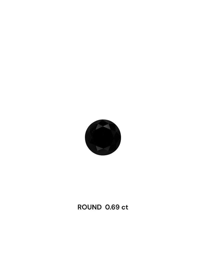 Loose Diamond - ROUND 0.69ct Fancy Black VVS2: Loose Diamond - ROUND 0.69ct Fancy Black VVS2 Source: Natural Shape: ROUND Carats: 0.69 Color: Fancy Black Certification: GIA Video: