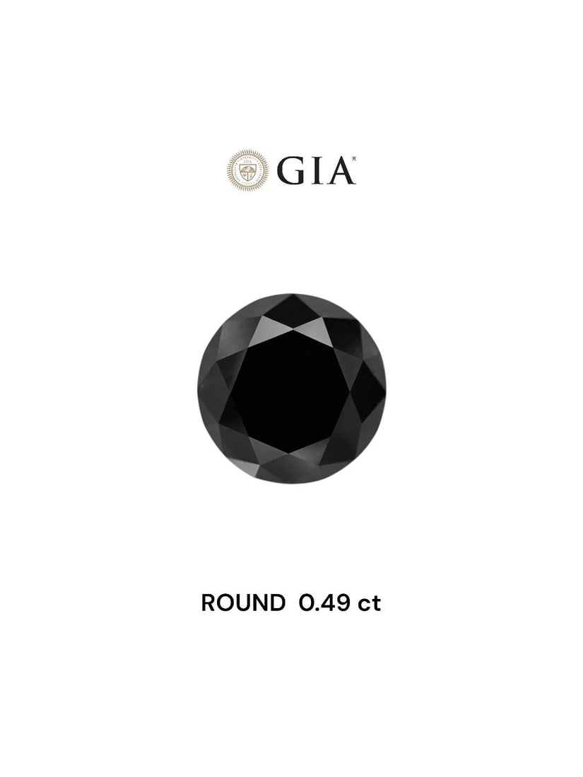 Loose Diamond - ROUND 0.49ct Fancy Black VVS2: Loose Diamond - ROUND 0.49ct Fancy Black VVS2 Source: Natural Shape: ROUND Carats: 0.49 Color: Fancy Black Certification: GIA Video: