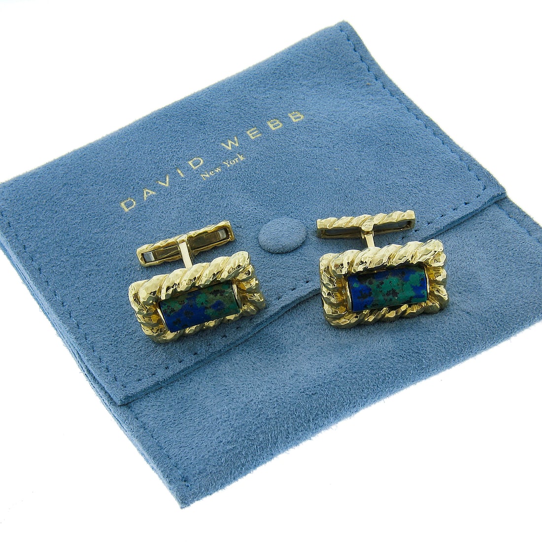 David Webb 18k Yellow Gold Azurmalachite Swivel Cuff Links (1 of 10)