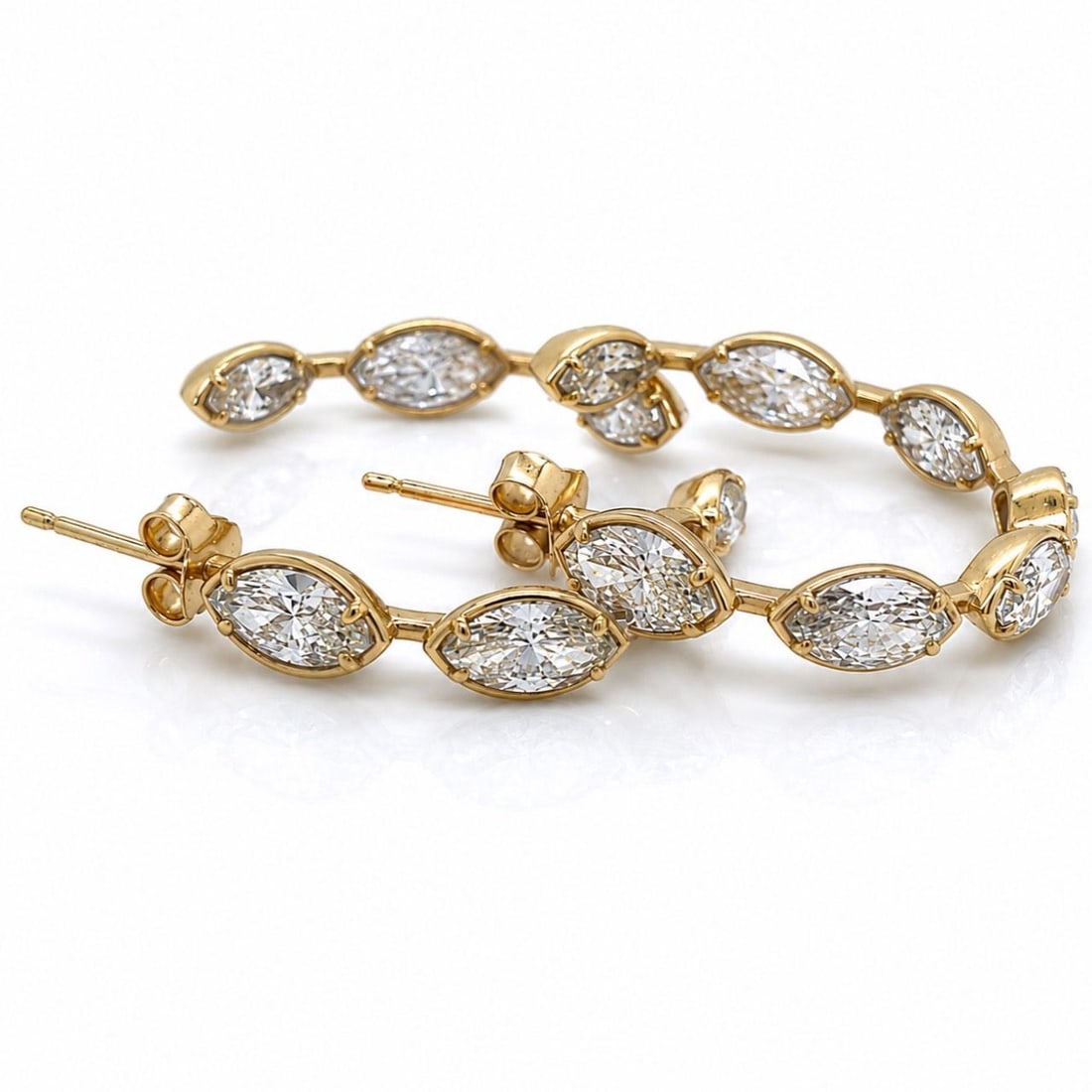 Marquise Diamond Earrings 18K Yellow Gold 9.20 Ct 1.25 Inch (1 of 5)