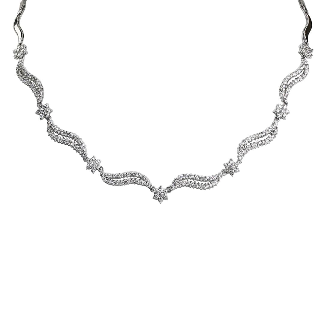Unbranded 18K White Gold Diamond Chain Necklace 2.00 TDW: Unbranded 18K White Gold Diamond Chain Necklace 2.00 TDW Pre-owned unbranded necklace crafted in 18k white gold and set with natural round brilliant diamonds. This chain-style necklace features a box 