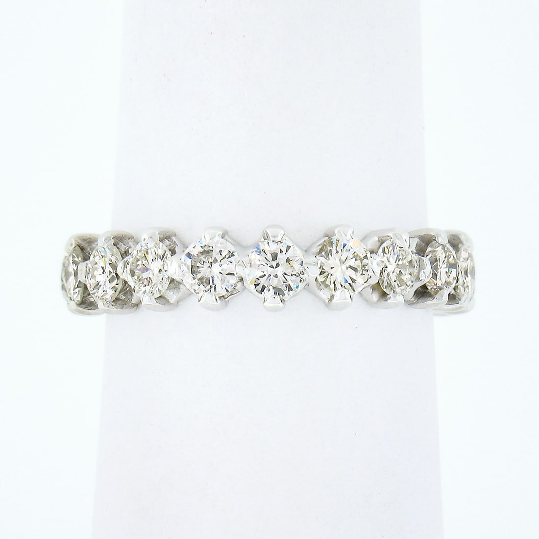 14K White Gold 1.90ctw Round Diamond Eternity Wedding Band Ring (1 of 9)