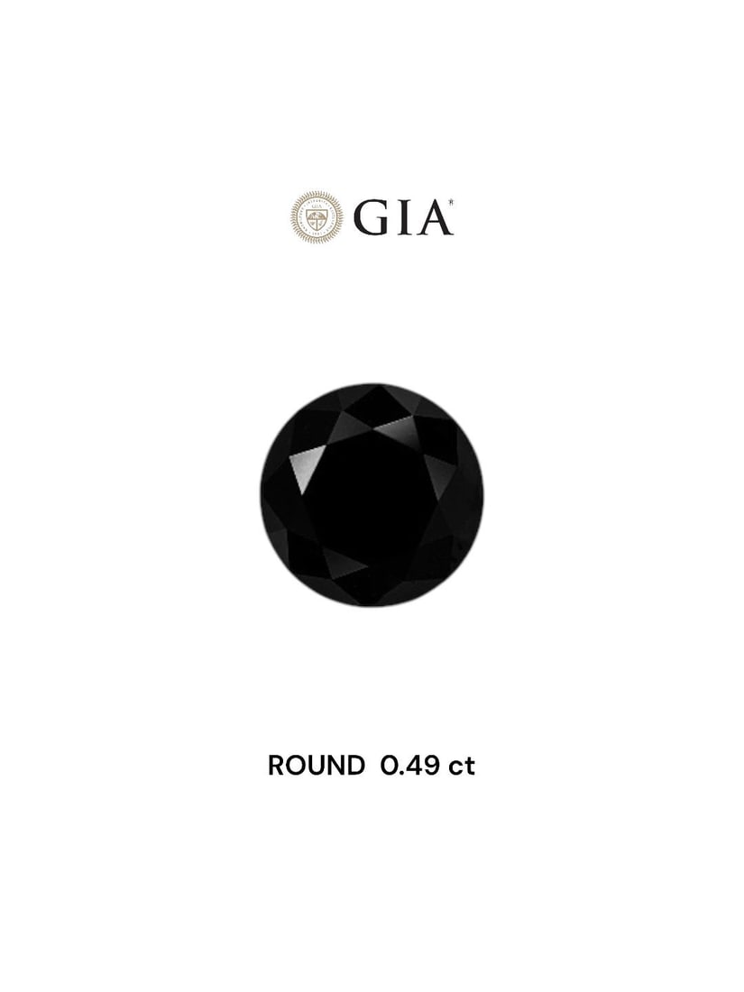 Loose Diamond - ROUND 0.49ct Fancy Black VVS2: Loose Diamond - ROUND 0.49ct Fancy Black VVS2 Source: Natural Shape: ROUND Carats: 0.49 Color: Fancy Black Certification: GIA Video: