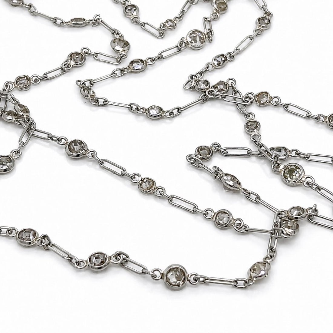 Platinum Diamond by the Yard Necklace 5.00 Ct 27 In (1 of 5)