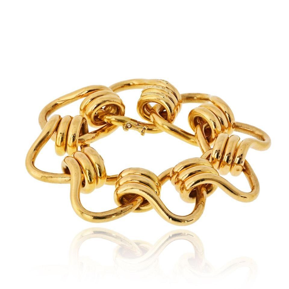 Mousetrap Open Link 22K Yellow Gold Bracelet by Seaman Schepps 8 Inch (1 of 3)