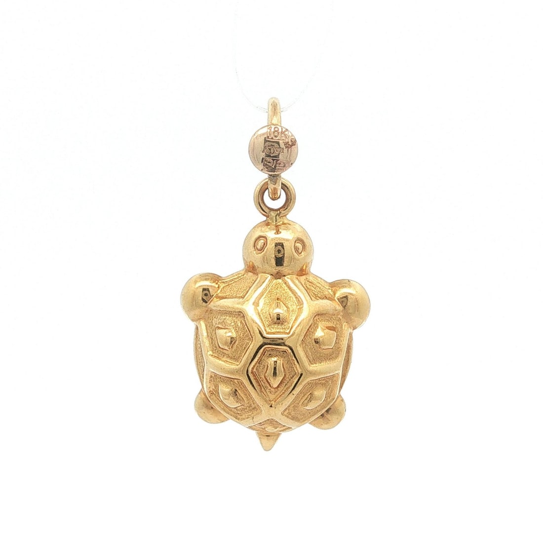 Unbranded 18k Yellow Gold Turtle Charm Pendant Puffed Vintage (1 of 8)