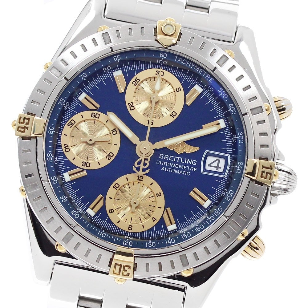 Breitling Chronomat B13352 mens automatic bicolor chronograph watch: Breitling Chronomat B13352 mens automatic bicolor chronograph watch Pre-owned Breitling Chronomat Bicolor men's automatic wristwatch with date, chronograph, and small seconds functions. This watch-onl