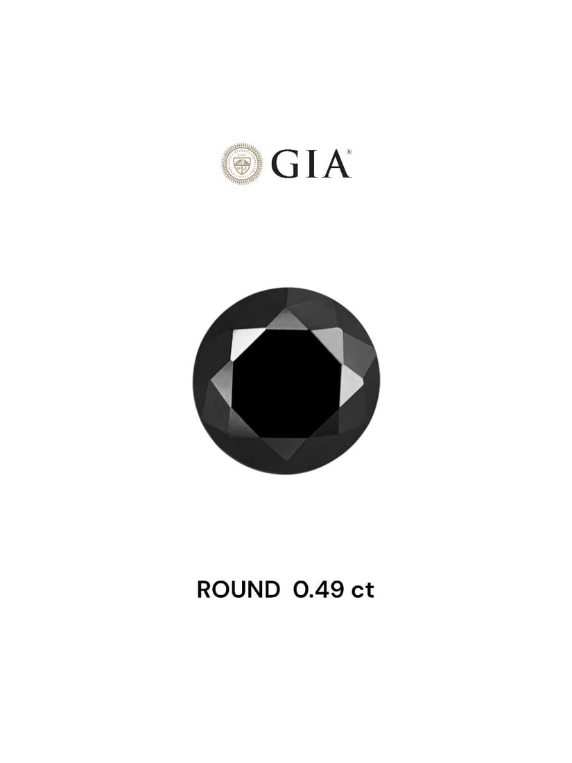 Loose Diamond - ROUND 0.49ct Fancy Black VVS2: Loose Diamond - ROUND 0.49ct Fancy Black VVS2 Source: Natural Shape: ROUND Carats: 0.49 Color: Fancy Black Certification: GIA The Diamond Depot Guarantee: All items in this auction are guaranteed to b