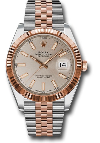 Rolex Datejust 41 Jubilee Fluted Bezel Sundust Dial Ref 126331: Rolex Datejust 41 Jubilee Fluted Bezel Sundust Dial Ref 126331 This Rolex Datejust 41 features a Sundust Index dial and is paired with a Jubilee bracelet. The watch has a fluted bezel and comes with t