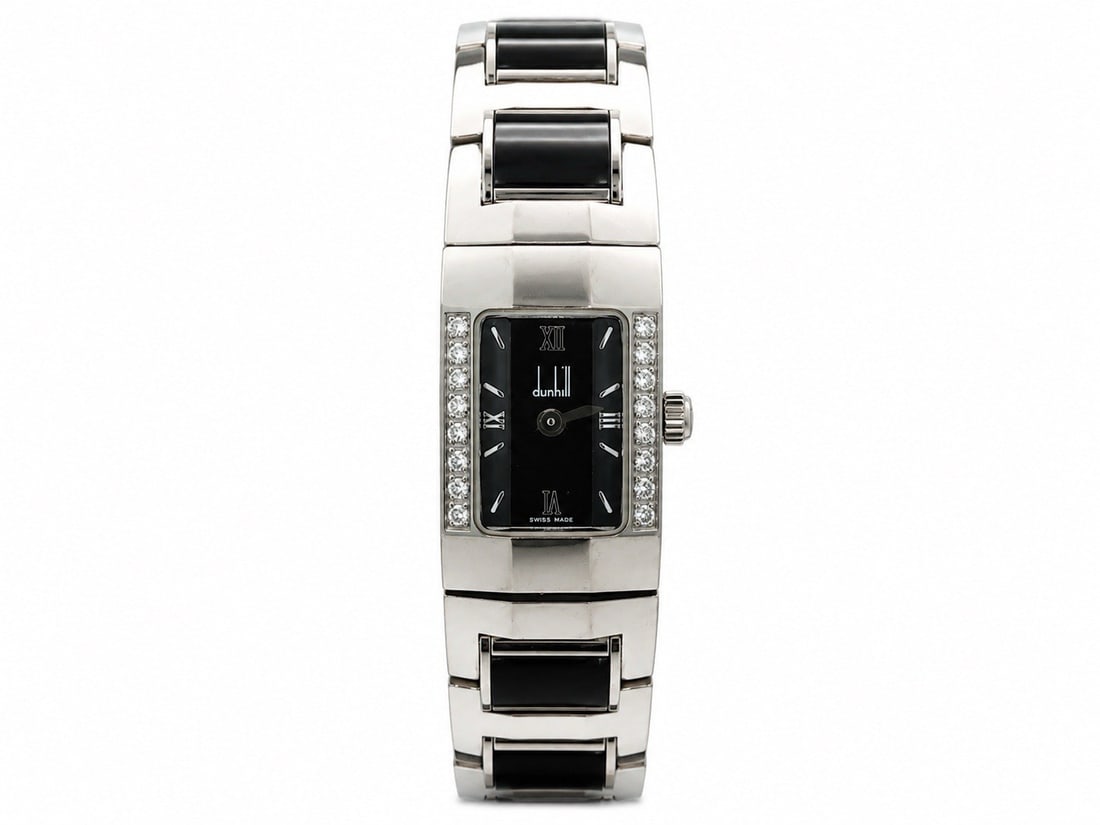 Dunhill Facet women's diamond bezel rectangular 14mm quartz wristwatch PB 21189 (1 of 10)