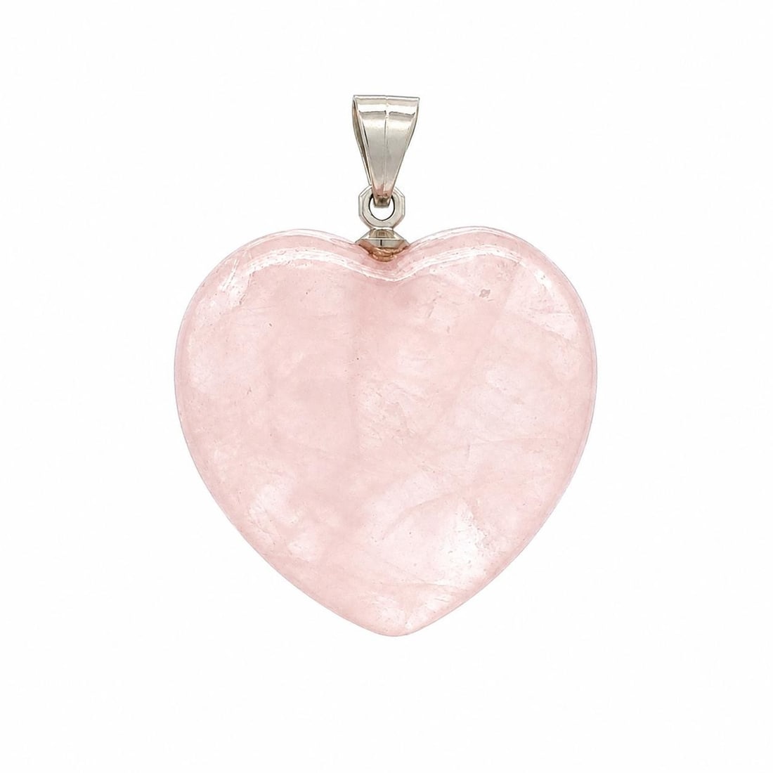 Heart Cut Natural Rose Quartz Pendant with White Metal Bail (1 of 7)