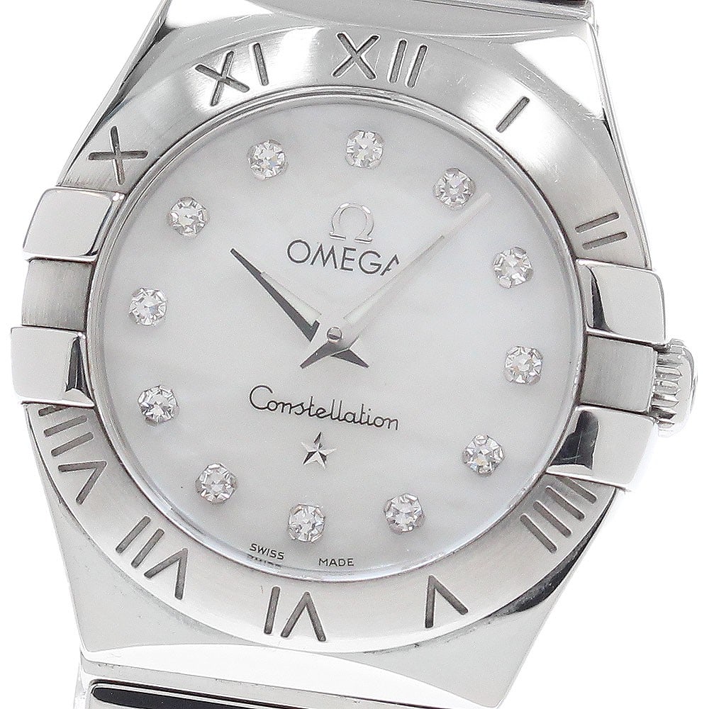 OMEGA Constellation Ladies Quartz Wristwatch Ref 123.10.24.60.55.002: OMEGA Constellation Ladies Quartz Wristwatch Ref 123.10.24.60.55.002 OMEGA Constellation ladies wristwatch, reference 123.10.24.60.55.002, with a quartz movement and white mother-of-pearl dial. It is 