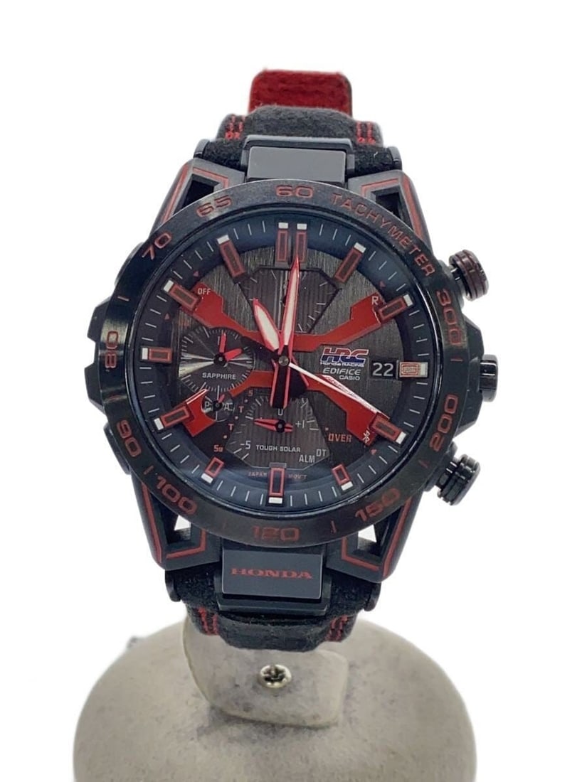 Casio Edifice Honda Racing Men's Black Leather Watch EQB-2000HR-1AJR: Casio Edifice Honda Racing Men's Black Leather Watch EQB-2000HR-1AJR This CASIO EDIFICE x HONDA RACING Suzuka Circuit 60th Anniversary men's wristwatch features a black leather band and a robust desig