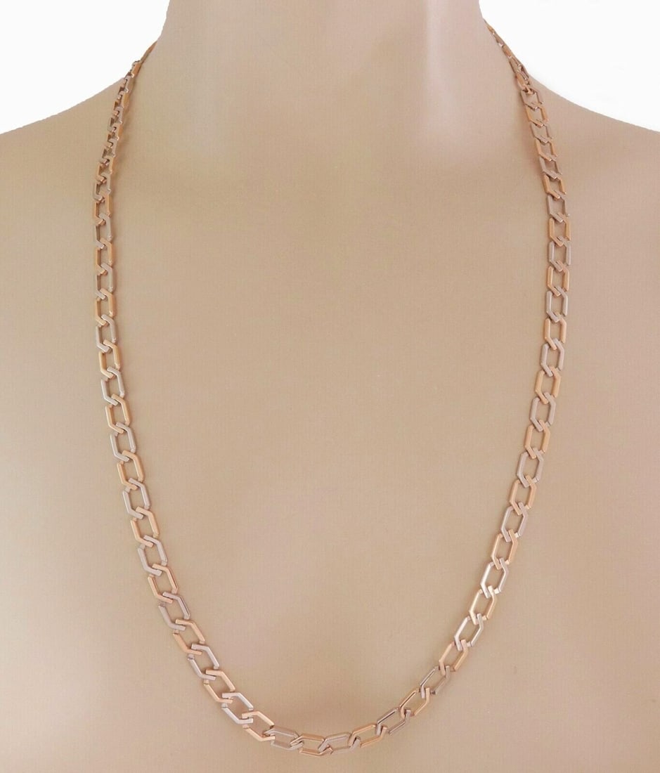 Van Cleef Arpels Octagonal Link Necklace in 18k Two Tone Gold 27.5": Van Cleef Arpels Octagonal Link Necklace in 18k Two Tone Gold 27.5" Authentic vintage Van Cleef & Arpels octagonal link chain necklace crafted in solid 18k two-tone gold. The sculptural link design cr