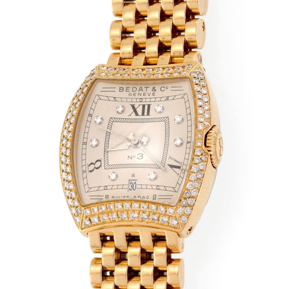 Bedat & Co. No.3 18k Gold Diamond Bezel Automatic Watch Ref 314: Bedat & Co. No.3 18k Gold Diamond Bezel Automatic Watch Ref 314 This exquisite Bedat & Co. No.3 wrist watch combines luxury and sophistication with its 18k yellow gold construction. The watch features