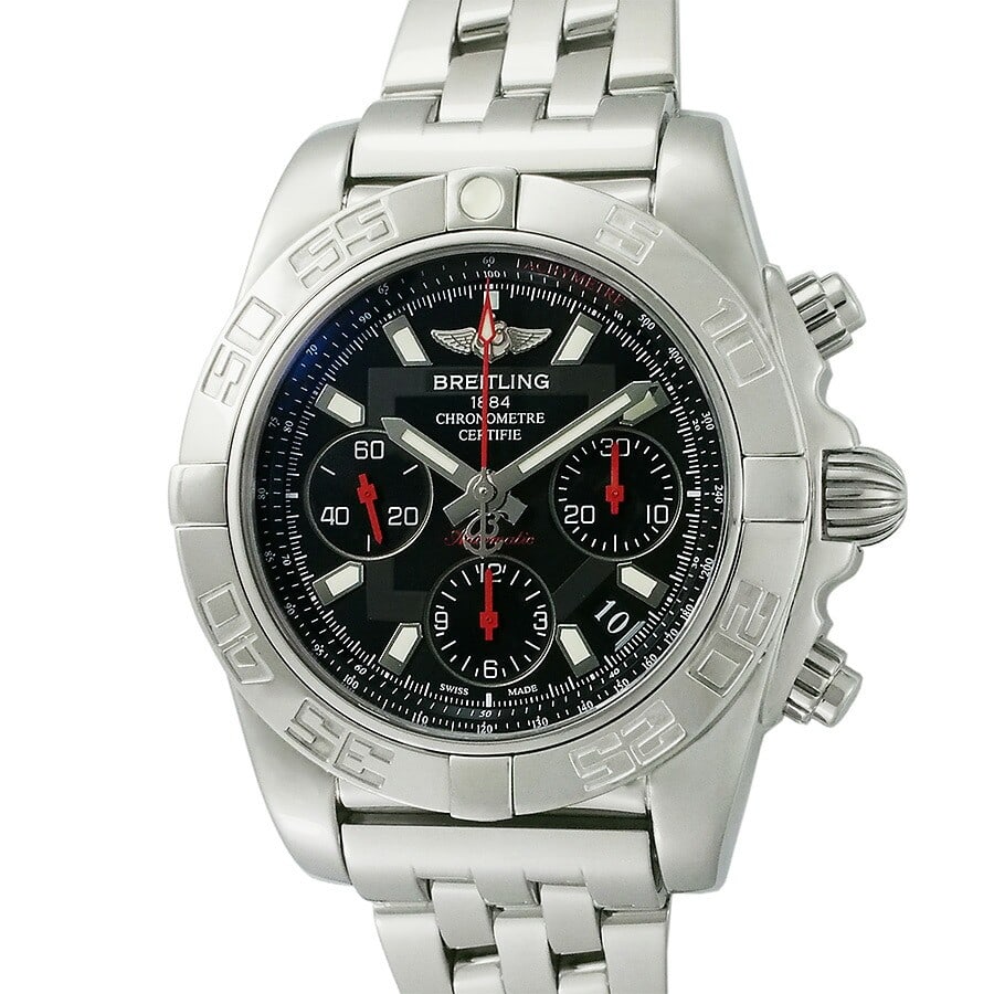 Breitling AB0141 Chronomat 41 men's automatic stainless steel watch: Breitling AB0141 Chronomat 41 men's automatic stainless steel watch Breitling Chronomat 41 Limited Edition wristwatch for men, identified by model number AB0141. It features a black dial, stainless st
