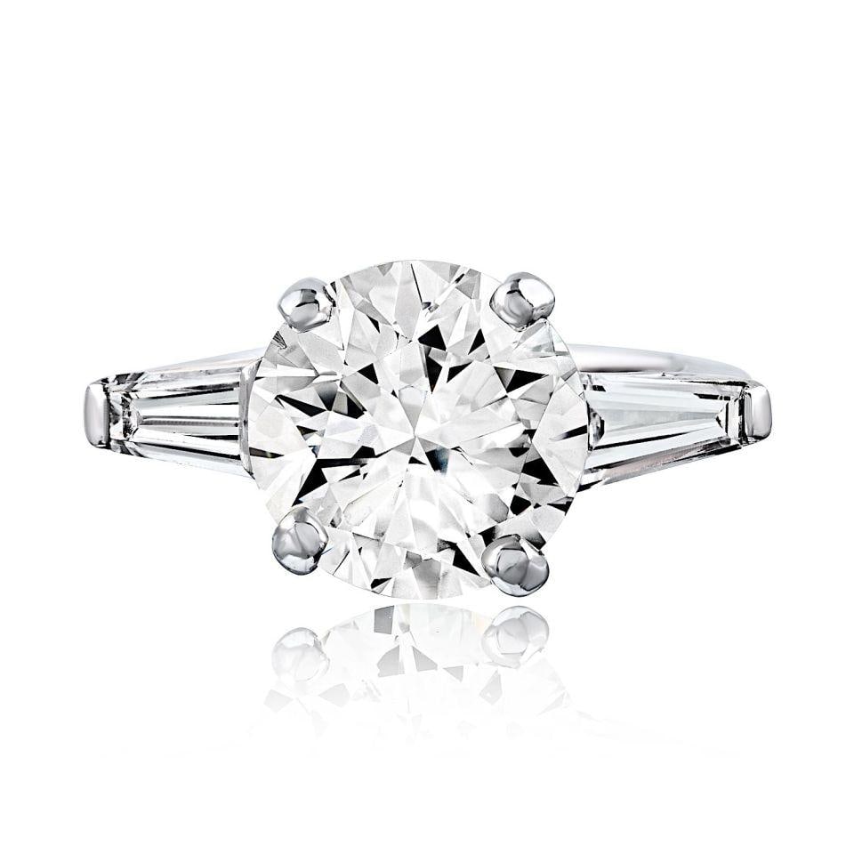 Platinum Engagement Ring with 4.15ct GIA Round Diamond L VVS2 (1 of 7)