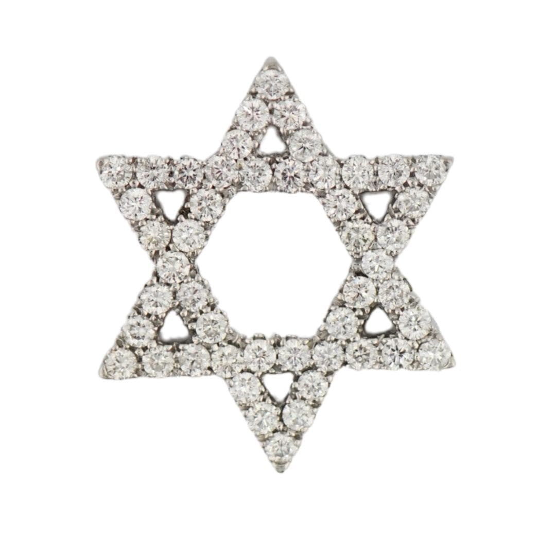 Unbranded 18K White Gold Star of David Pendant with 0.50 CTW Diamonds: Unbranded 18K White Gold Star of David Pendant with 0.50 CTW Diamonds Finely crafted Star of David pendant in 18K white gold, set with natural round brilliant diamonds totaling 0.50 CTW. The pendant f