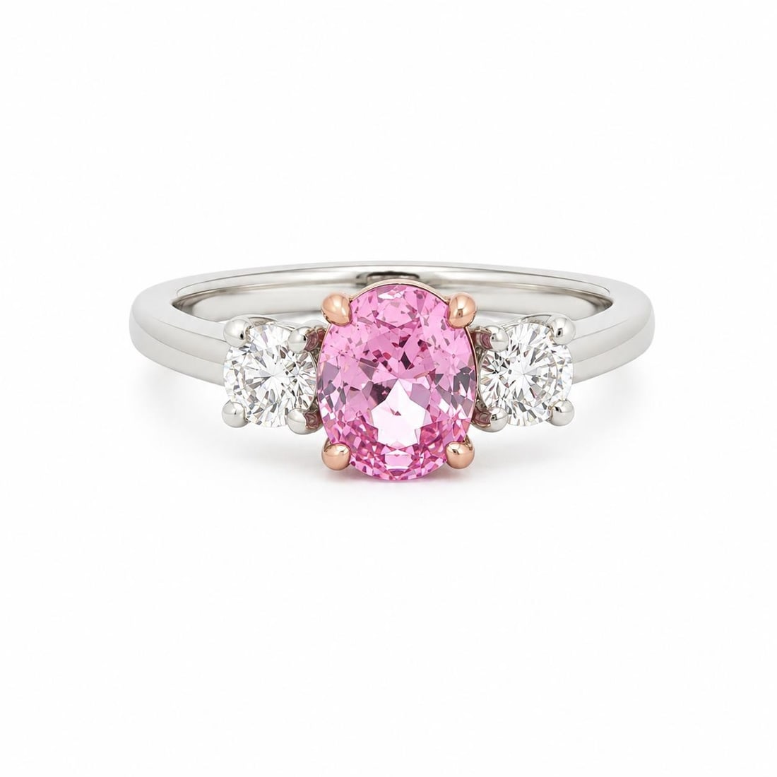 GIA Certified No Heat Pink Sapphire Diamond Ring in Platinum 14k Rose Gold (1 of 13)