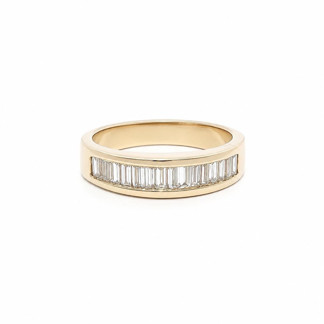 14k Yellow Gold Wedding Band Ring with 1ctw Baguette Diamonds Size 6.5 (1 of 10)