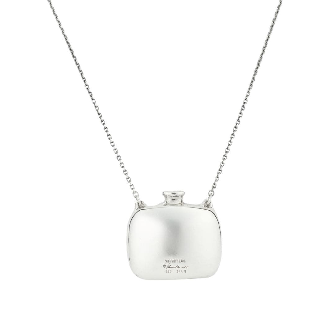 Tiffany & Co. Elsa Peretti Open Bottle Sterling Silver Pendant Necklace: Tiffany & Co. Elsa Peretti Open Bottle Sterling Silver Pendant Necklace Tiffany & Co. Elsa Peretti open bottle pendant necklace in sterling silver. This pre-owned necklace features a bottle-shaped pen