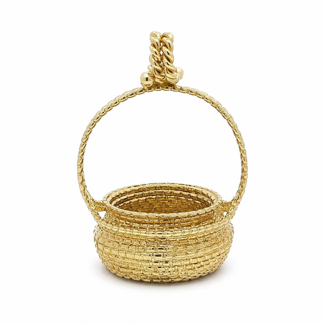 Unbranded 14k Yellow Gold Woven Sweetgrass Basket Pendant (1 of 8)