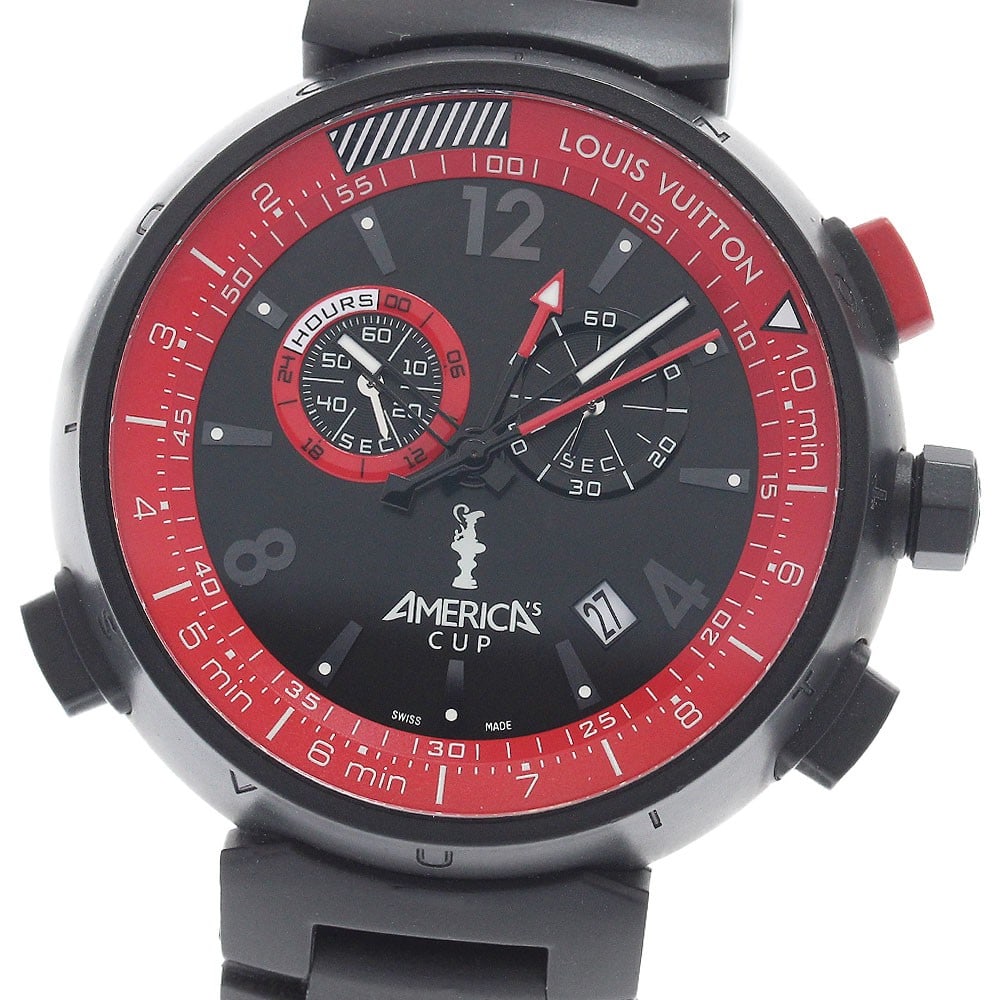 Louis Vuitton Q101A Tambour America's Cup mens quartz chronograph watch (1 of 7)