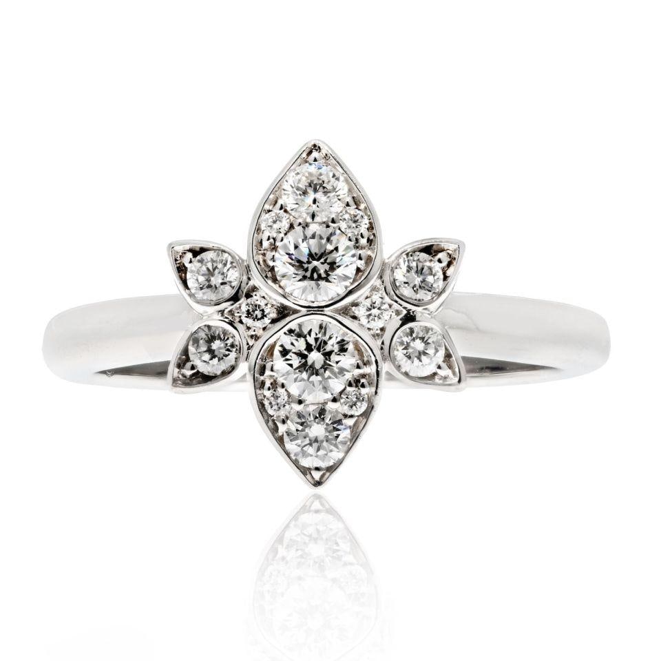 Cartier Inde Mysterieuse Diamond Ring in 18K White Gold Size 55: Cartier Inde Mysterieuse Diamond Ring in 18K White Gold Size 55 This estate Cartier Inde Mysterieuse ring is crafted from 18K white gold and set with 0.46 carats of round brilliant cut diamonds. The r