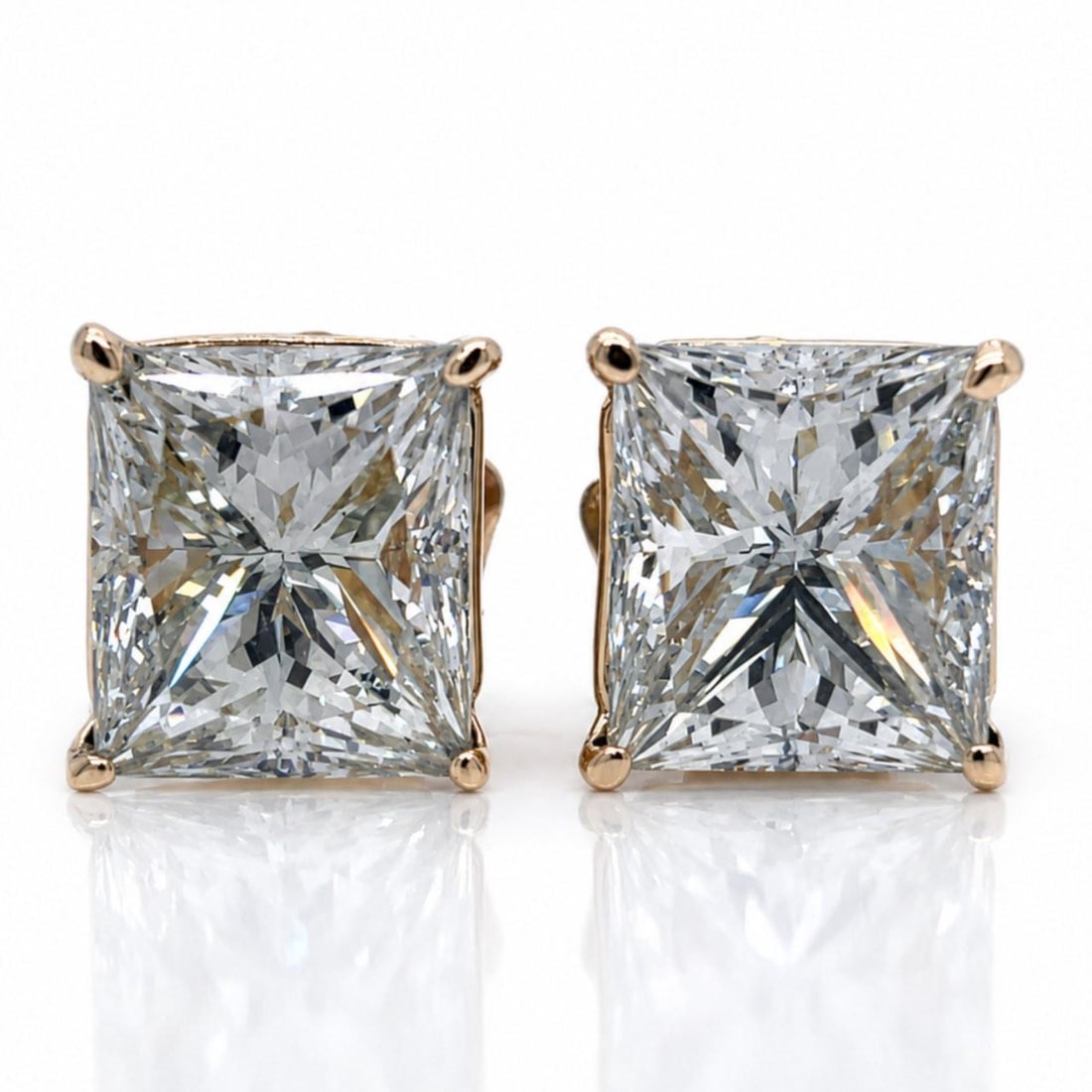 Pair of 14K Gold Diamond Stud Earrings 10.12 Ct GIA Certified (1 of 6)