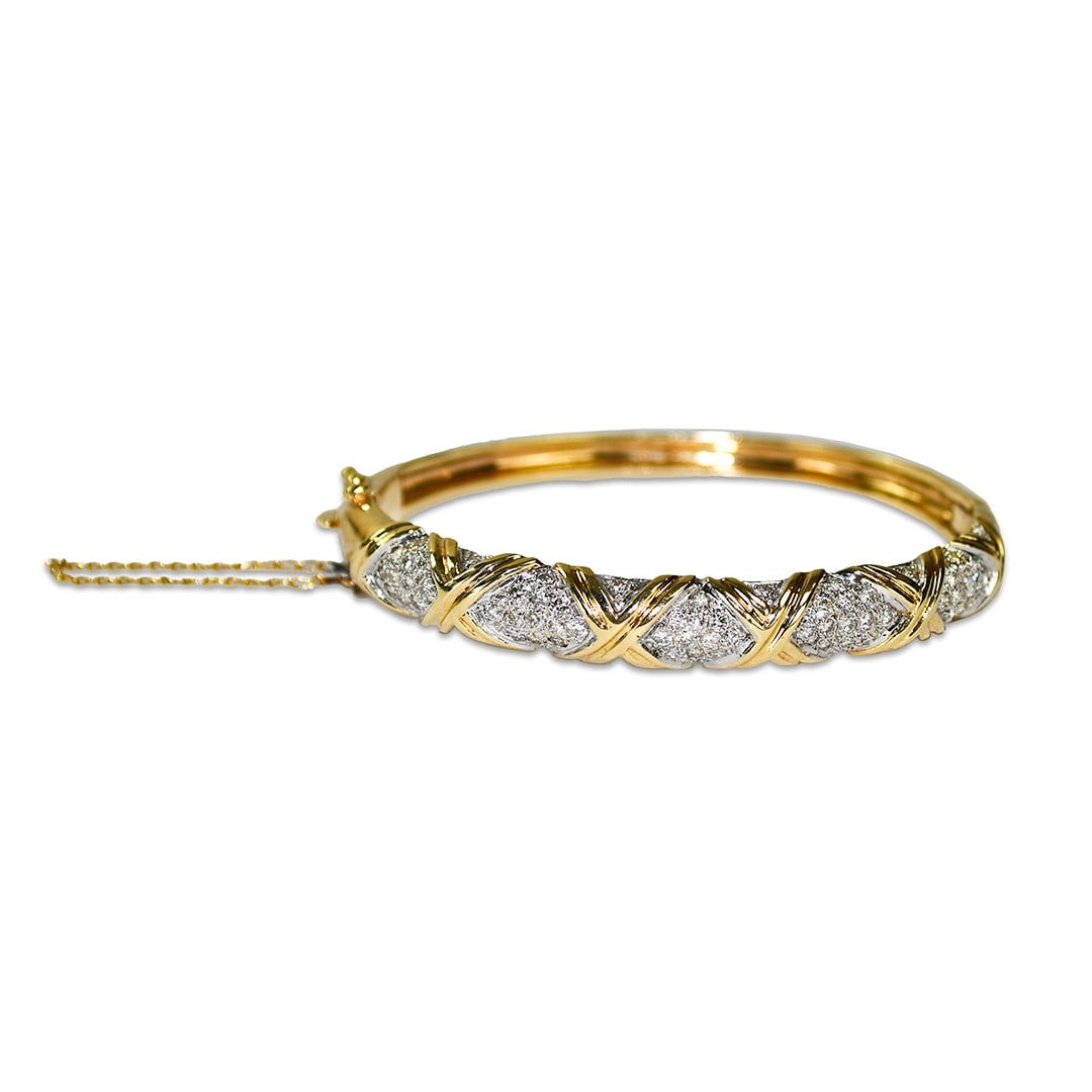 Natural Diamond Bangle Bracelet 14K Yellow Gold 1.50 ctw (1 of 6)