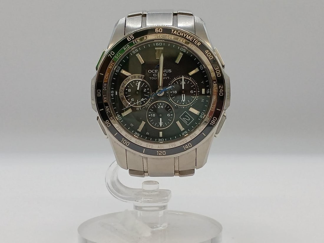 CASIO OCW-S1200 Oceanus titanium men's wristwatch solar radio controlled: CASIO OCW-S1200 Oceanus titanium men's wristwatch solar radio controlled Pre-owned CASIO OCEANUS men's wristwatch with a full metal titanium construction and solar-powered radio-controlled movement. T