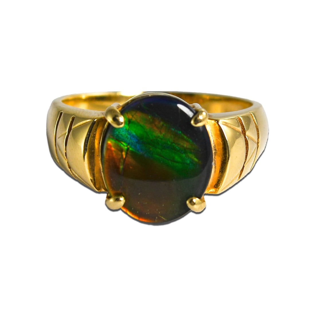 Unbranded Ammolite Solitaire Ring in 14K Yellow Gold Size 7.75 (1 of 7)
