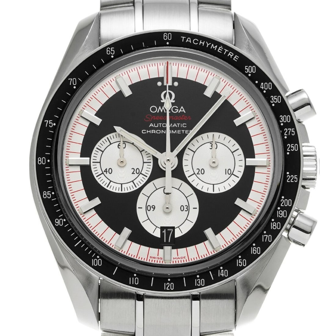 OMEGA 3507.51 Speedmaster Legend Michael Schumacher Wristwatch: OMEGA 3507.51 Speedmaster Legend Michael Schumacher Wristwatch OMEGA Speedmaster Legend Michael Schumacher men's wristwatch, model 3507.51, with automatic Cal.3301 movement. It features a black and si