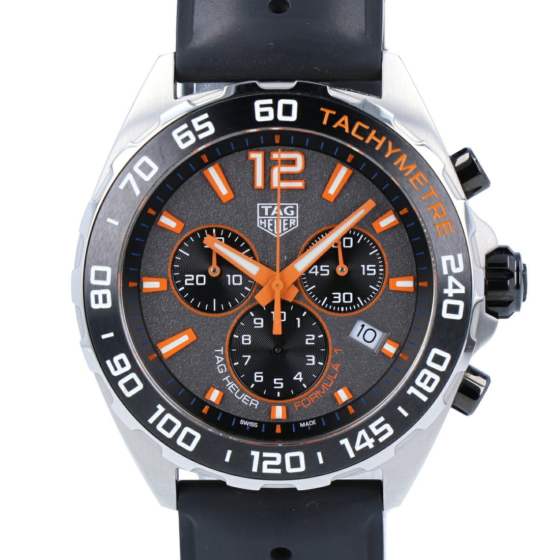 TAG Heuer Formula 1 mens quartz chronograph watch CAZ101AH BA0842: TAG Heuer Formula 1 mens quartz chronograph watch CAZ101AH BA0842 Pre-owned TAG Heuer Formula 1 men's wristwatch with quartz movement, chronograph function, and date display. This watch shows dust ins