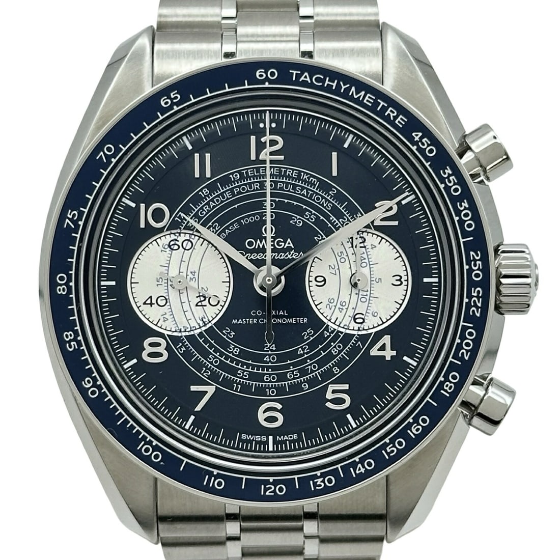 OMEGA 329.30.43.51.03.001 Speedmaster Chronoscope Mens Blue Steel Watch: OMEGA 329.30.43.51.03.001 Speedmaster Chronoscope Mens Blue Steel Watch Pre-owned OMEGA Speedmaster Chronoscope Co-Axial men's wristwatch with a blue dial and stainless steel construction. This automa