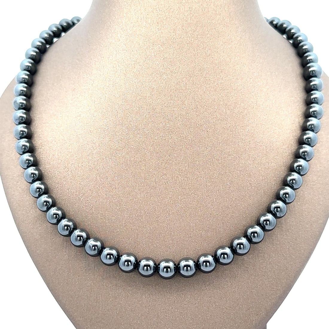Vintage 19 Inch Hematite Bead Necklace with Gold Filled Clasp: Vintage 19 Inch Hematite Bead Necklace with Gold Filled Clasp This vintage 19-inch necklace showcases a stunning array of natural hematite beads, expertly strung together for a stylish and elegant loo