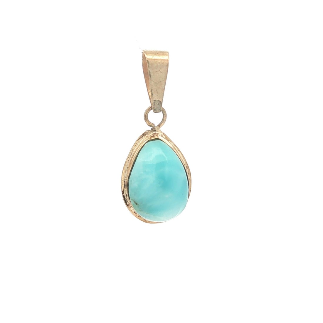 Unbranded 14k Yellow Gold Larimar Pear Cabochon Y Drop Pendant (1 of 8)