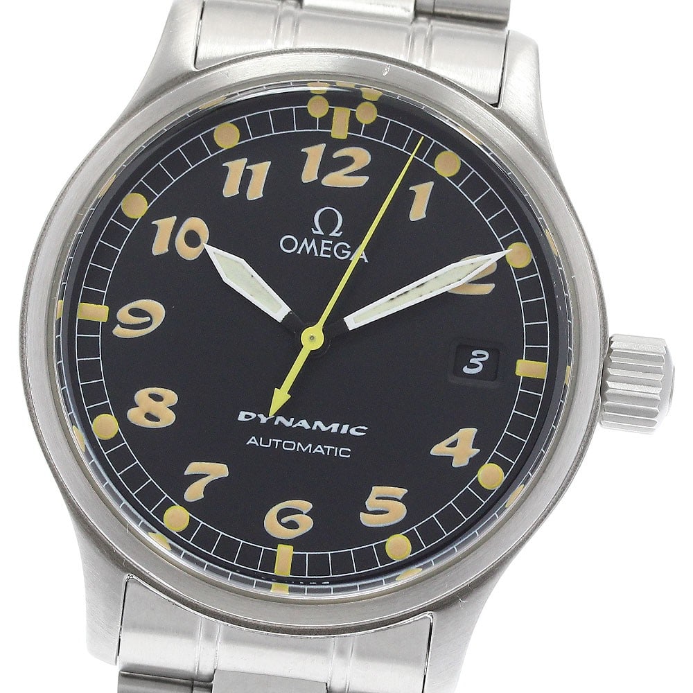 OMEGA Dynamic 5200.50 mens automatic date wristwatch: OMEGA Dynamic 5200.50 mens automatic date wristwatch Pre-owned Omega Dynamic men's wristwatch with automatic movement and date display. This watch features a black dial with a stainless steel case and